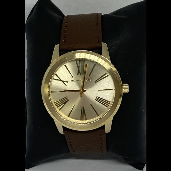 Michael Kors MK3490 Women's Brown Leather Analog Dial Quartz Wrist Watch HK995 - Picture 1 of 12